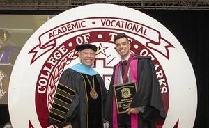 Dr. David Parrish, associate professor of history, received The Mildred Letton Wittick Professional Achievement Award on May 10, 2024, at the 117th Commencement Ceremony at College of the Ozarks